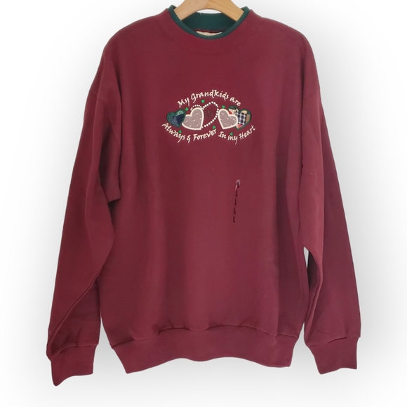 MCSportswear Vintage 90’s MY GRANDKIDS Double Collared Embroidered Sweatshirt🆕 - Picture 2 of 5